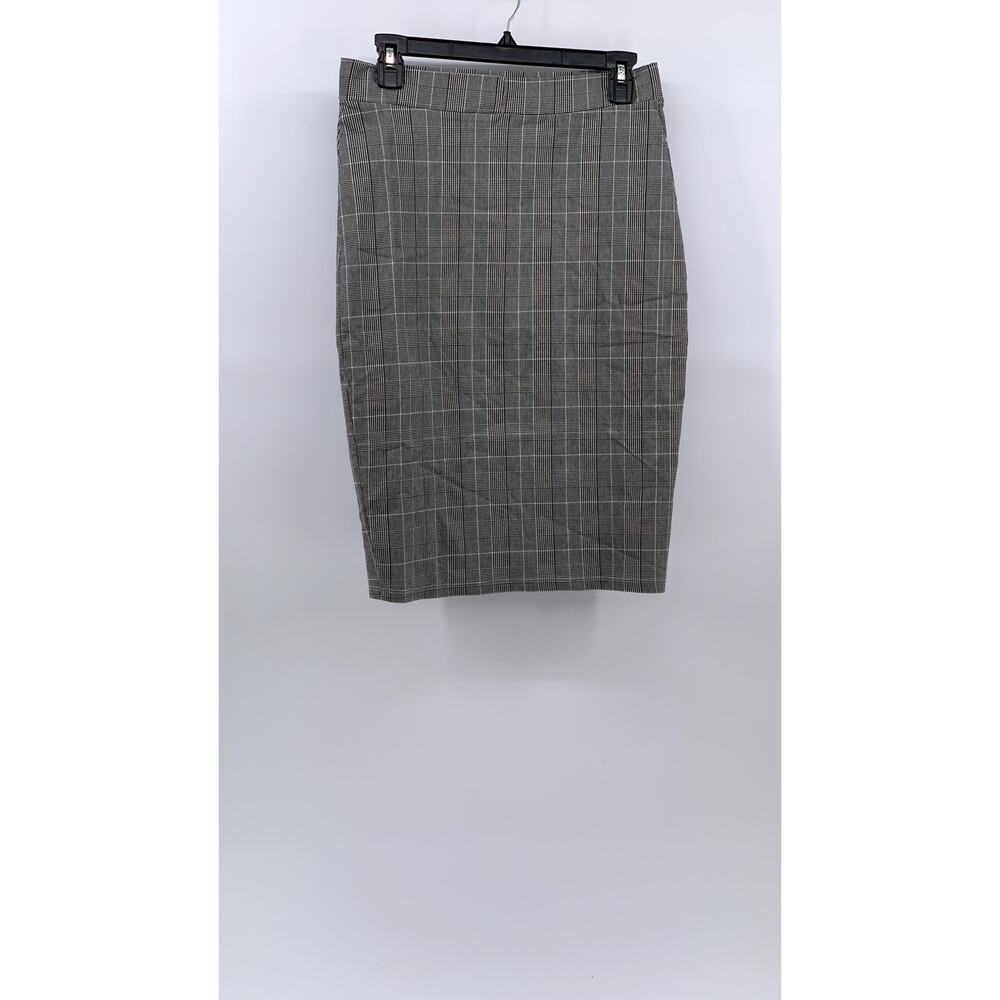 CRECE Women's Gray Plaid Straight Knee-Length Skirt SZ L